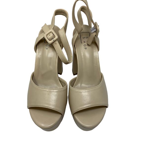 SOLD Shu Shop Geneva Platform Sandals Women's Size 7 Beige NEW - Picture 4 of 9